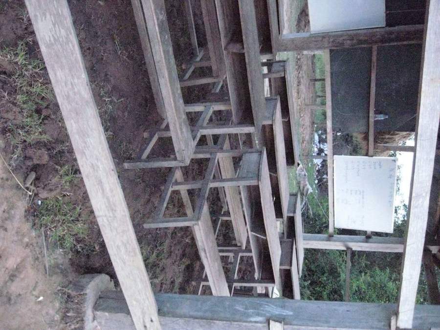 Interior view of wooden framework under construction